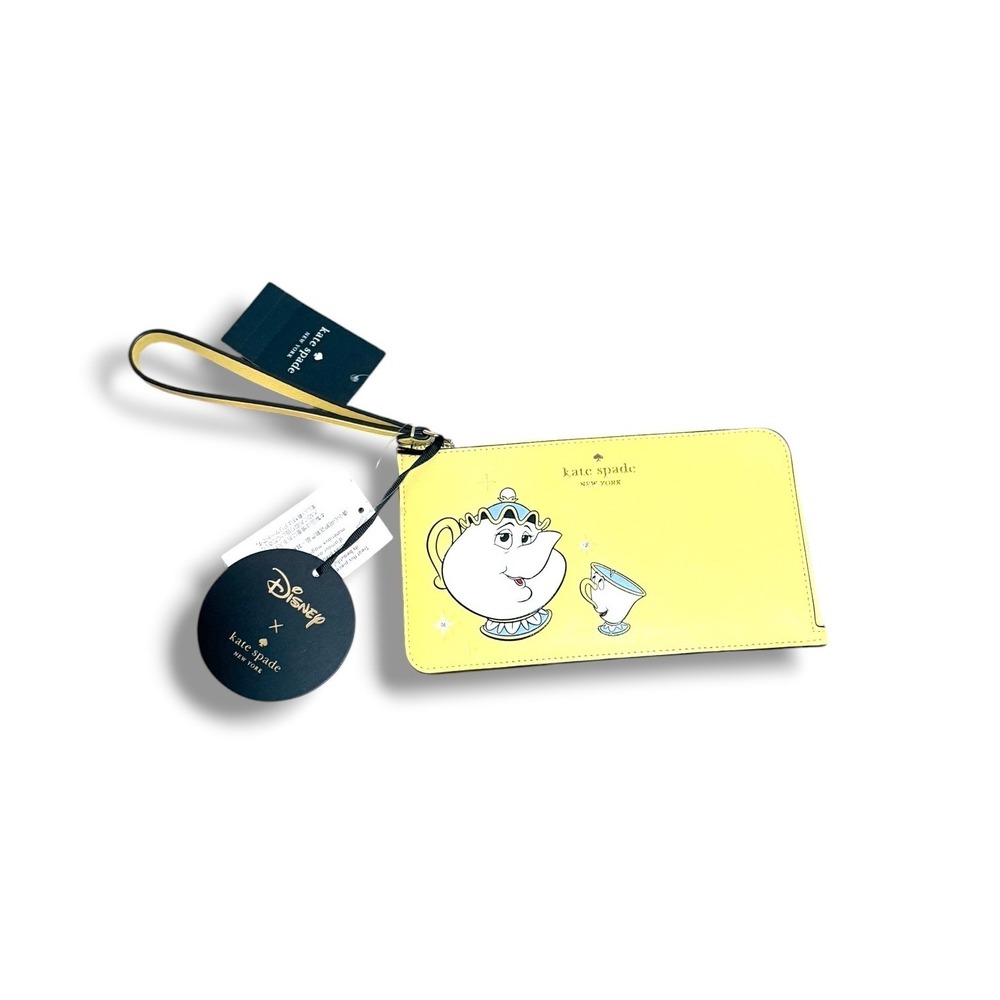 Kate Spade x Disney Beauty Beast Wristlet Mrs Potts Chip Yellow NWT KE658